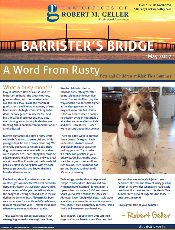 Tampa Bankruptcy Lawyer Newsletter April 2017